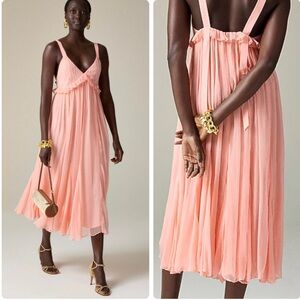 J.Crew Collection ruffle-trim midi dress in crinkle cupro